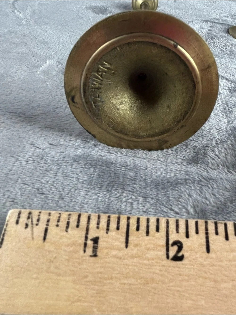 VTG Solid Brass Taper Candlestick Holders Set of 3 Graduated Gold‎ Patina Taiwan